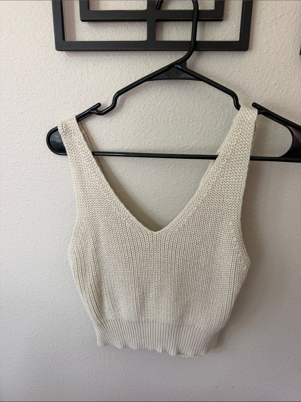 Pink Lily Cream V-Neck Knit Tank